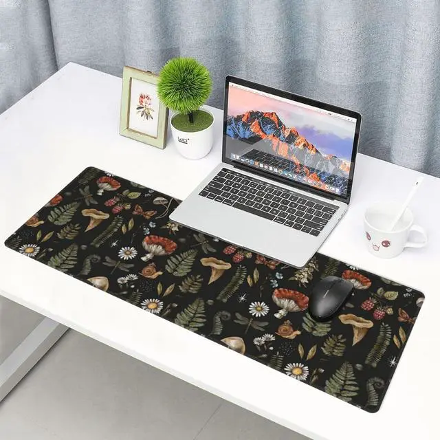 Alt view image 2 of 7 - Wild Forest Mushrooms Mouse Pad Extra Large Gaming Mouse Pad for Desk,Keyboard Mouse Mat Desk Pad for Computer Laptop 31.5"X11.8"