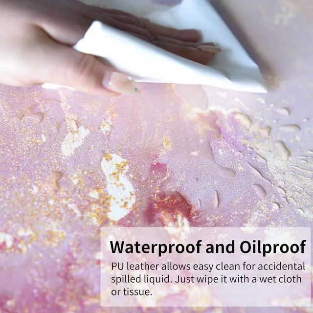 Alt view image 4 of 6 - QIYI Large Mouse Pad Cute Pink Desk Mat for Desktop Women Girls PU Leather Desk Pad Waterproof Gaming Mousepad Rose Gold Marble Computer Protector Writing Pad for School Office Home 31.5 x 15.7