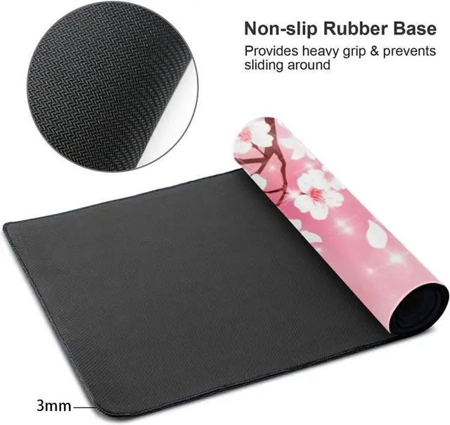 Alt view image 2 of 5 - Pink Cherry Blossoms Gaming Mouse Pad XL, Large Non Slip Rubber Mousepad, Stitched Edges Desk Pad, Long Extended Mice Pad,31.5'' X 11.8''