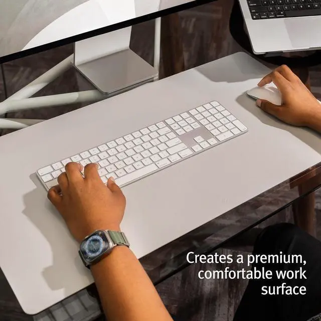 Alt view image 2 of 7 - Twelve South Sustainable Leather Large Desk Pad - Desk Mat for Computer, Mouse Traction Surface, Desk Protector, Large Mouse Pad, Moisture and Heat Resistant, Non-Slip Desk Pad, Spill Resistant, Grey
