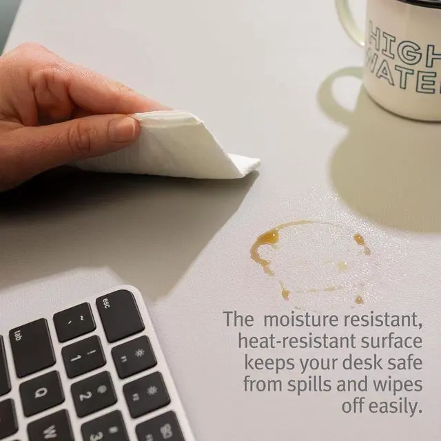 Alt view image 4 of 7 - Twelve South Sustainable Leather Large Desk Pad - Desk Mat for Computer, Mouse Traction Surface, Desk Protector, Large Mouse Pad, Moisture and Heat Resistant, Non-Slip Desk Pad, Spill Resistant, Grey