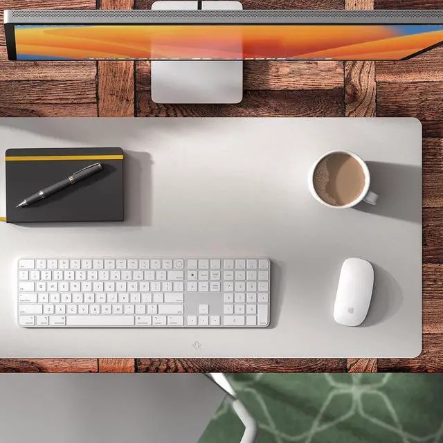 Alt view image 5 of 7 - Twelve South Sustainable Leather Large Desk Pad - Desk Mat for Computer, Mouse Traction Surface, Desk Protector, Large Mouse Pad, Moisture and Heat Resistant, Non-Slip Desk Pad, Spill Resistant, Grey
