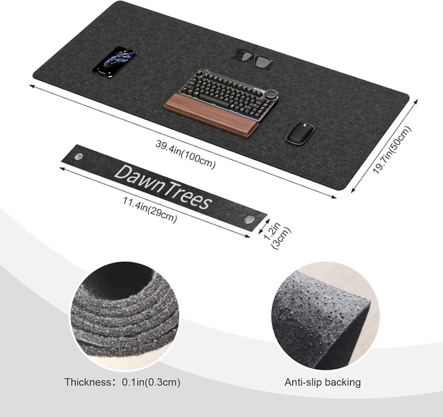 Alt view image 2 of 7 - DAWNTREES Large Felt Desk Mat,39.4''x19.69'' Full Keyboard and Mouse Pad