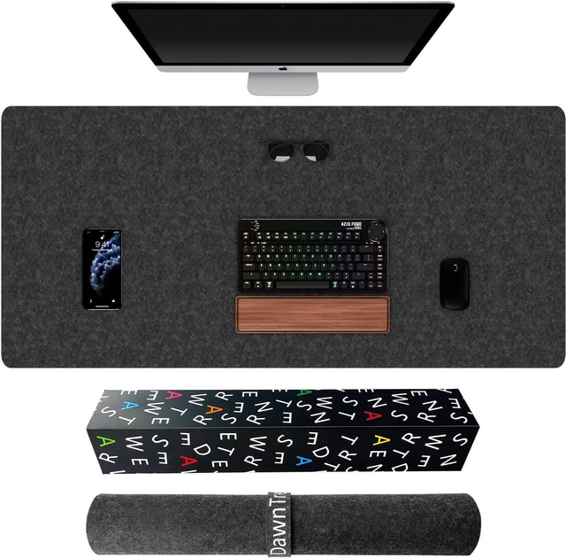 Alt view image 7 of 7 - DAWNTREES Large Felt Desk Mat,39.4''x19.69'' Full Keyboard and Mouse Pad