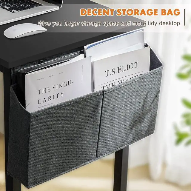 Alt view image 6 of 7 - Desk- Computer Office Small Desk 32 Inch Writing Study Work Desk Home Office Desks Modern Simple Style Table with Storage Bag & Iron Hook, Wooden Desk for Home, Bedroom - Black