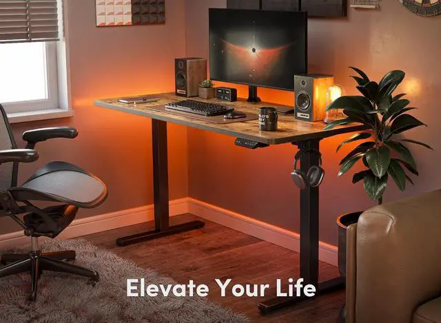 Alt view image 3 of 7 - Electric Standing Desk, 48 x 24 Inches Height Adjustable Stand up Desk, Sit Stand Home Office Desk, Computer Desk, Rustic Brown