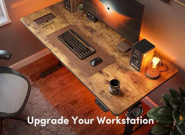 Alt view image 4 of 7 - Electric Standing Desk, 48 x 24 Inches Height Adjustable Stand up Desk, Sit Stand Home Office Desk, Computer Desk, Rustic Brown