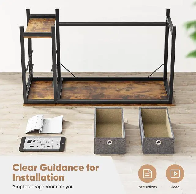 Alt view image 6 of 7 - Sweetcrispy Small Computer Desk with Drawers 40 Inch Office Writing Work Kids Study 2-Tier Wood Corner Table with Storage Drawers Shelf for Bedroom Home Office - Rustic Brown