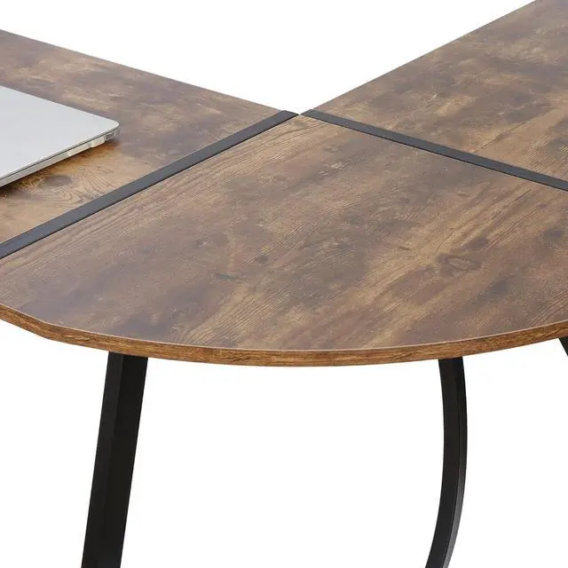 Alt view image 6 of 7 - SUPER DEAL L-Shaped Corner Desk Computer Gaming Desk - Modern Home PC Table Office Writing Workstation, Rustic Brown