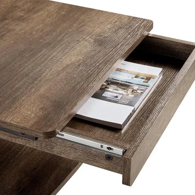 Alt view image 7 of 7 - Yaheetech Small Rolling Computer Desk with Storage Drawer, Rolling Home Office Computer Desk with Keyboard Tray, Laptop Desk with Wheels and Drawer, Taupe Wood