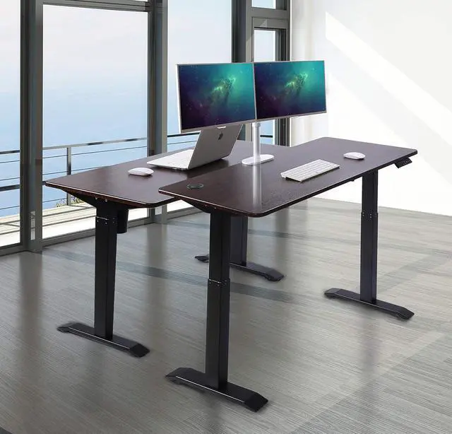 Alt view image 5 of 7 - UNICOO Electric Height Adjustable Standing Desk, Electric Standing Workstation, Sit Stand Table, Home Office Compter Desk,Gaming Table, Whole-Piece Desktop 48 * 24 in (KT1001-MB)