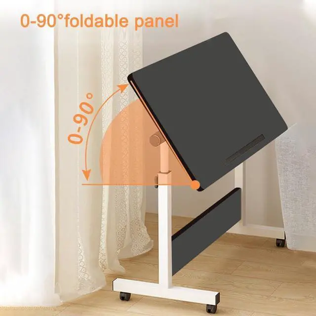 Alt view image 4 of 6 - Rolling Desk Adjustable Height,Rolling Computer Cart,Portable Laptop Desk,Small Adjustable Home Office Desk,Rolling Laptop Desk,Small Portable Desk