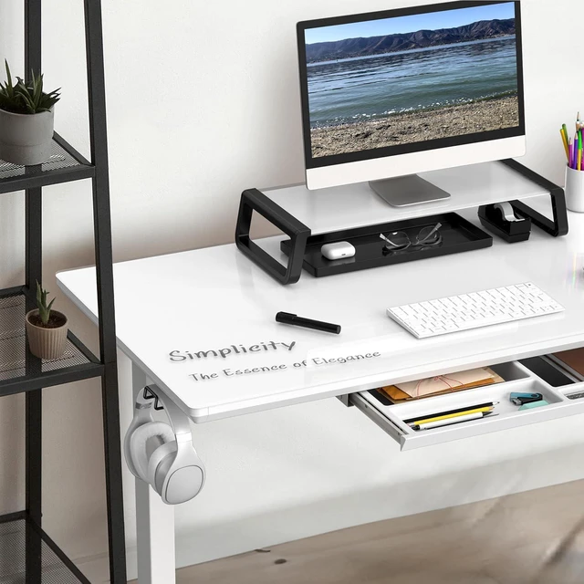 Alt view image 5 of 7 - SHW 48-Inch Glass Electric Height Adjustable Standing Desk, White