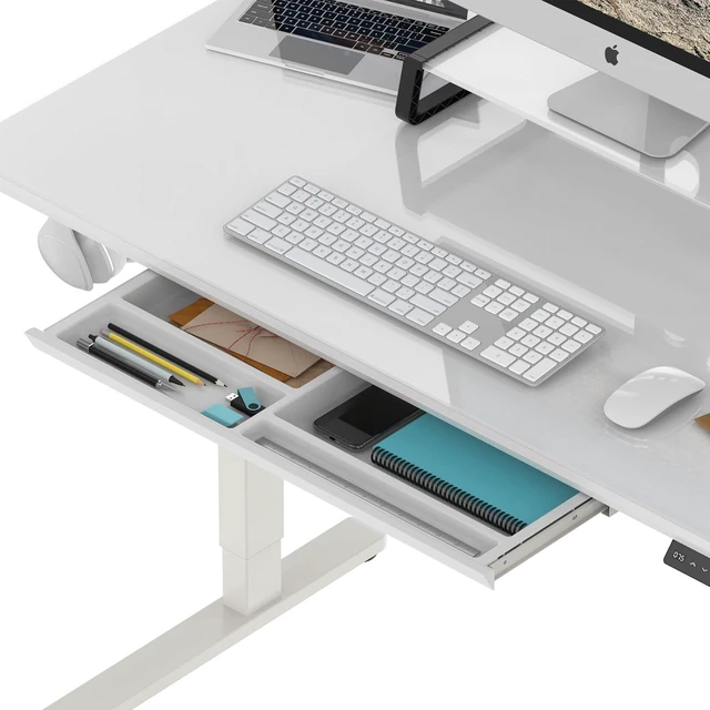 Alt view image 4 of 7 - SHW 48-Inch Glass Electric Height Adjustable Standing Desk, White
