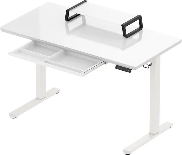 Alt view image 6 of 7 - SHW 48-Inch Glass Electric Height Adjustable Standing Desk, White