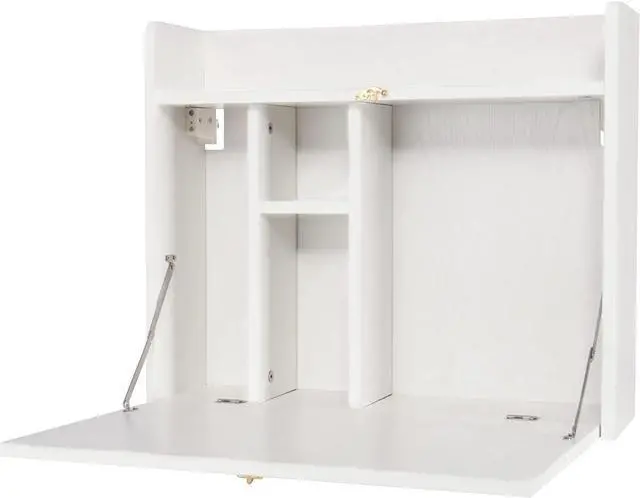 Alt view image 7 of 7 - YUSING Wall Mounted Table, Multifunctional Fold Down Wall Mounted Laptop Computer Desk with Storage Compartments for Home, Office, White