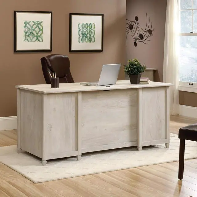 Alt view image 5 of 7 - Sauder Edge Water Executive Desk, Chalked Chestnut, 65" Home Office Desk with Storage