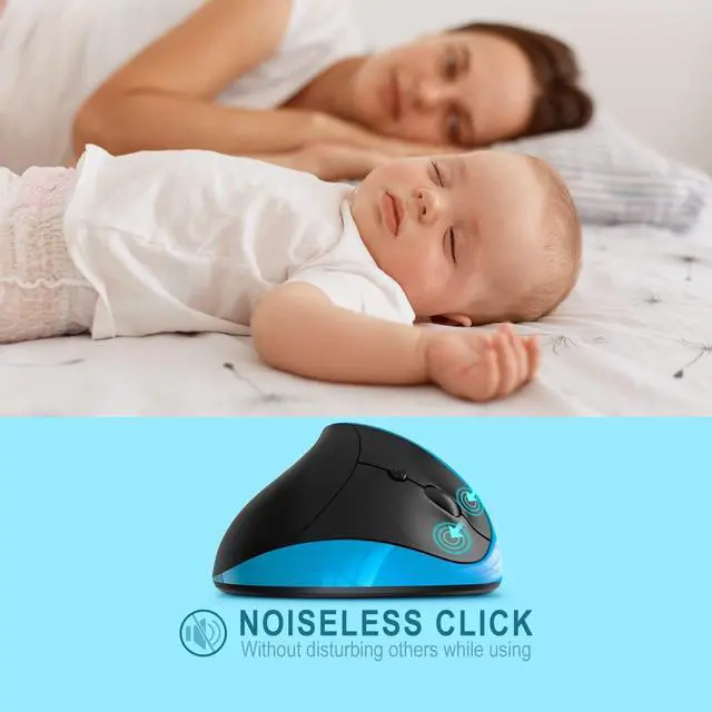 Alt view image 4 of 7 - Vassink Ergonomic Mouse, Rechargeable Wireless Mouse Right Handed Small Mouse with 6 Buttons 3 Adjustable 800/1200/1600 DPI for Laptop,Desktop,PC, MacBookBlue