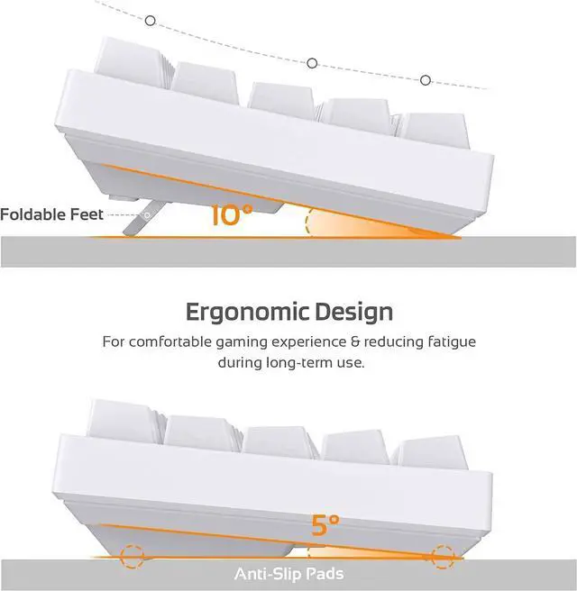 Alt view image 6 of 7 - LTC NB681 Nimbleback Wired 65% Mechanical Keyboard, RGB Backlit Ultra-Compact 68 Keys Gaming Keyboard with Hot-Swappable Switch and Stand-Alone Arrow/Control Keys (Brown Switch, White)