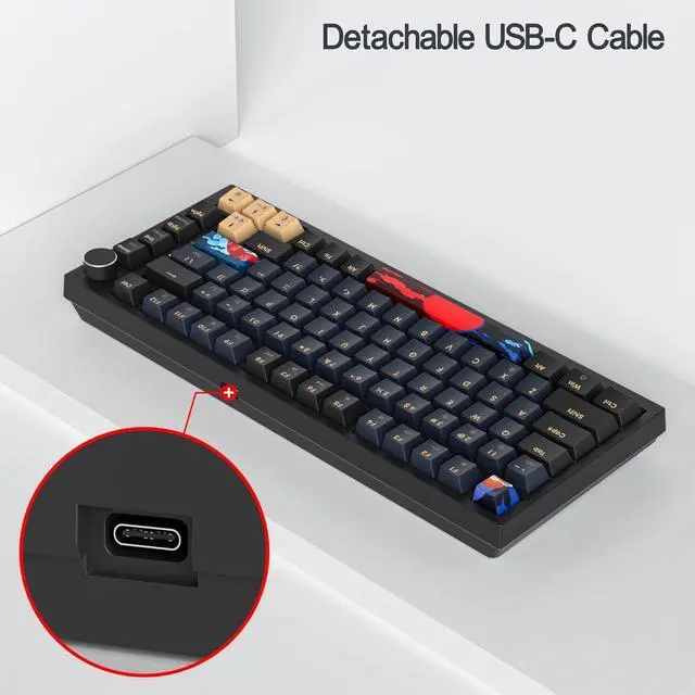 Alt view image 6 of 7 - Fogruaden 75% Wired Mechanical Gaming Keyboard 75 Percent Keyboard Hot Swappable, Red Switch, RGB Backlit 82 Keys TKL Mechanical Keyboard, NKRO Compact Keyboard with Volume Control Knob (BlueSamurai)