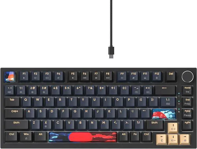 Alt view image 7 of 7 - Fogruaden 75% Wired Mechanical Gaming Keyboard 75 Percent Keyboard Hot Swappable, Red Switch, RGB Backlit 82 Keys TKL Mechanical Keyboard, NKRO Compact Keyboard with Volume Control Knob (BlueSamurai)