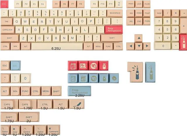 Alt view image 5 of 7 - Fogruaden PBT Keycaps 139 Keys Soymilk Keycap Set Dye-Sublimation Custom Keycaps XDA Profile Cute Keycap for Mechanical Keyboard