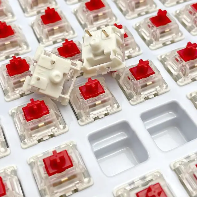 Alt view image 3 of 7 - kutethy Gateron G Red Pro Switches Pre-lubed 3pin RGB SMD Linear for Gaming Mechanical Keyboard (72 Pcs, Red)