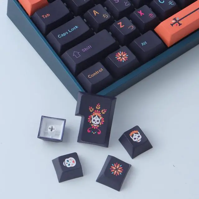 Alt view image 6 of 7 - JOMKIZ PBT Keycaps, 146 Keys Mictlan Dye Sublimation Cherry Profile Keycaps Japanese Keycap Set for Cherry MX Switches ISO/ANSI Layout Mechanical Keyboards