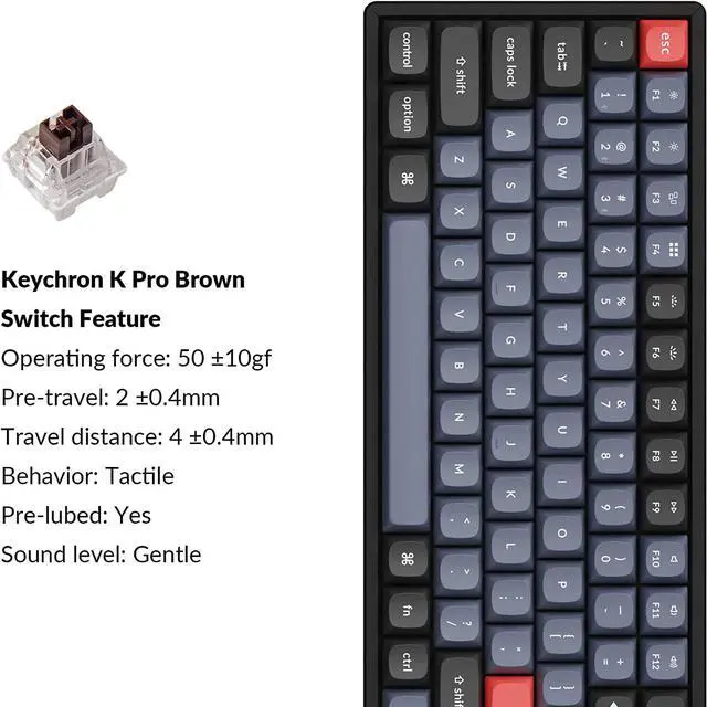 Alt view image 3 of 7 - Keychron K2 Pro Wireless & Wired RGB Custom Mechanical Keyboard with Hot-swappable K Pro Brown Switch, QMK/VIA Programmable Macro, 75% Layout Aluminum Frame Keyboard for Mac Windows Linux