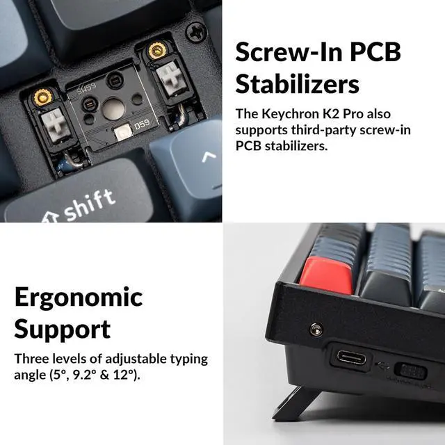 Alt view image 5 of 7 - Keychron K2 Pro Wireless & Wired RGB Custom Mechanical Keyboard with Hot-swappable K Pro Red Switch, QMK/VIA Programmable Macro, 75% Layout Aluminum Frame Keyboard for Mac Windows Linux