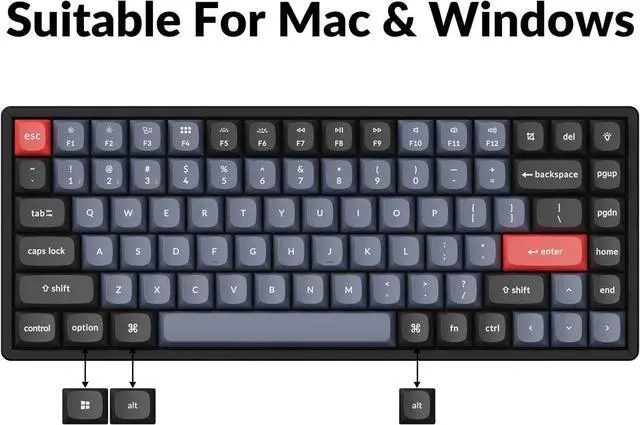 Alt view image 6 of 7 - Keychron K2 Pro Wireless & Wired RGB Custom Mechanical Keyboard with Hot-swappable K Pro Brown Switch, QMK/VIA Programmable Macro, 75% Layout Aluminum Frame Keyboard for Mac Windows Linux