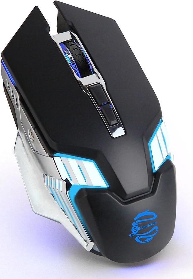 Bluetooth Mouse, Rechargeable Wireless Gaming Mouse with Silent Keys, Multi  Device(BT 5.0/3.0+USB) RGB LED Light up Mouse, Ergonomic Cordless Computer