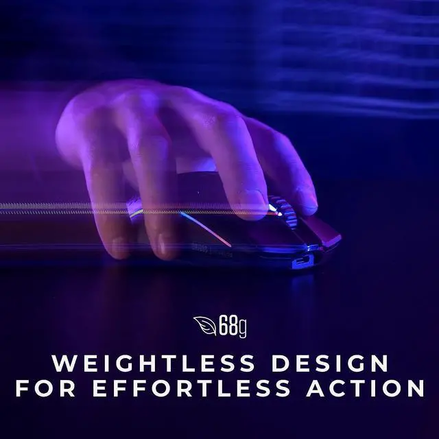 Alt view image 6 of 7 - Glorious Gaming Model O 2 Wireless Gaming Mouse - Hybrid 2.4GHz & Bluetooth Wireless, 68g Superlight, Long Battery Life, 26k BAMF 2.0 Sensor, RGB, Ambidextrous, 6 Buttons, PTFE Feet - Black