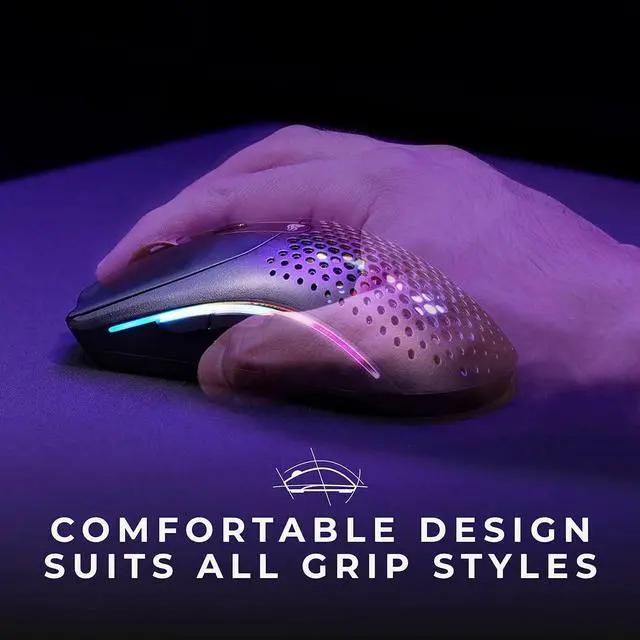 Alt view image 7 of 7 - Glorious Gaming Model O 2 Wireless Gaming Mouse - Hybrid 2.4GHz & Bluetooth Wireless, 68g Superlight, Long Battery Life, 26k BAMF 2.0 Sensor, RGB, Ambidextrous, 6 Buttons, PTFE Feet - Black