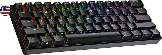 Main image of Ranked N60 Nova 60% Form Factor | Hot Swappable Mechanical Gaming Keyboard | 61 Keys Multi Color RGB LED Backlit for PC/Mac Gamer (Black, Gateron Pro Yellow)