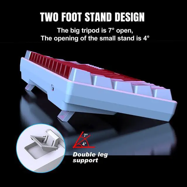 Alt view image 3 of 7 - Snpurdiri Wired 60% Mechanical Gaming Keyboard, White LED Backlit Ultra-Compact Small Office Keyboard for Windows Laptop PC Mac (White-Red, Red Switches)