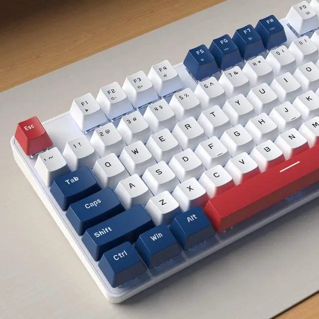Alt view image 4 of 7 - Merdia Mechanical Keyboard Gaming Keyboard | Blue Switch Blue/White/Red Backlit Keyboard | 104 Keys US Layout | Wired Gaming Keyboard | Hot Swappable Mechanical Keyboard | PC Gaming Keyboards