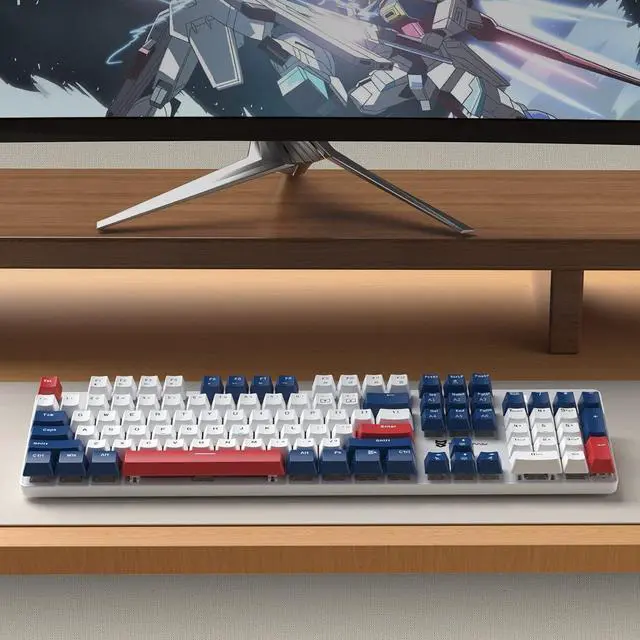 Alt view image 6 of 7 - Merdia Mechanical Keyboard Gaming Keyboard | Blue Switch Blue/White/Red Backlit Keyboard | 104 Keys US Layout | Wired Gaming Keyboard | Hot Swappable Mechanical Keyboard | PC Gaming Keyboards