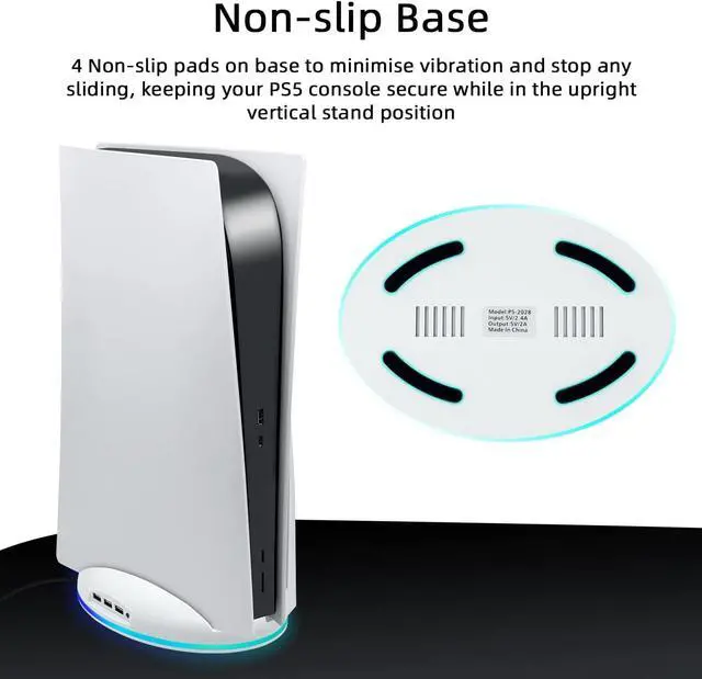 Alt view image 6 of 7 - Mcbazel RGB Vertical Stand for PS5 Console, LED Base Gaming Stand with USB Hub Compatible with PS5 Console - White