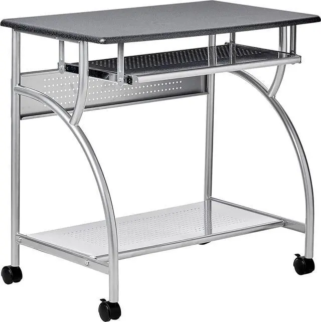 Main image of Safco Products 947ANT Mobile Rolling Workstation - Anthricite Metallic Gray, Heavy-Duty Steel Frame, Take Anywhere Caster Wheels, Computer Desk with Keyboard Tray, Portable Home Office Desk, Gray