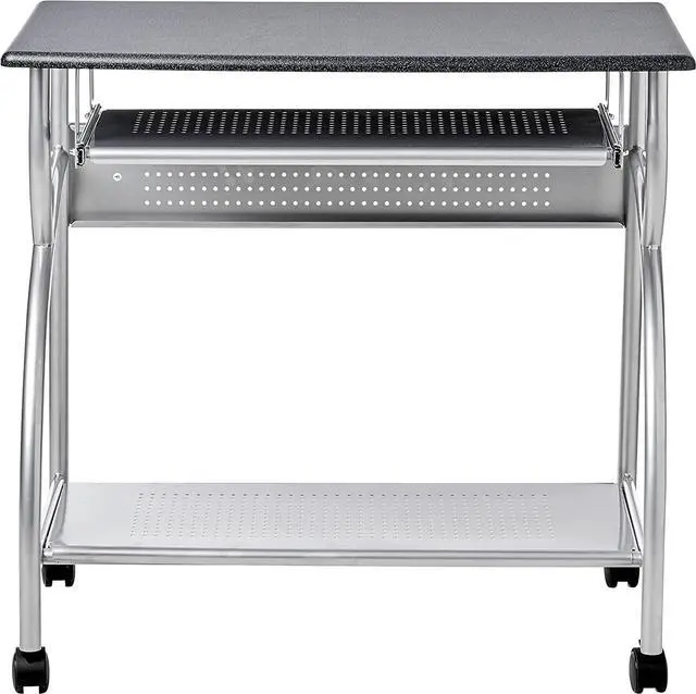 Alt view image 4 of 7 - Safco Products 947ANT Mobile Rolling Workstation - Anthricite Metallic Gray, Heavy-Duty Steel Frame, Take Anywhere Caster Wheels, Computer Desk with Keyboard Tray, Portable Home Office Desk, Gray