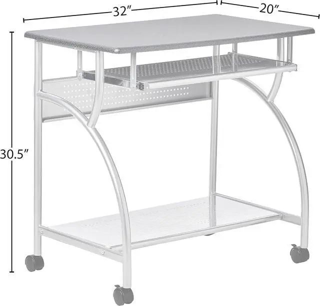 Alt view image 7 of 7 - Safco Products 947ANT Mobile Rolling Workstation - Anthricite Metallic Gray, Heavy-Duty Steel Frame, Take Anywhere Caster Wheels, Computer Desk with Keyboard Tray, Portable Home Office Desk, Gray