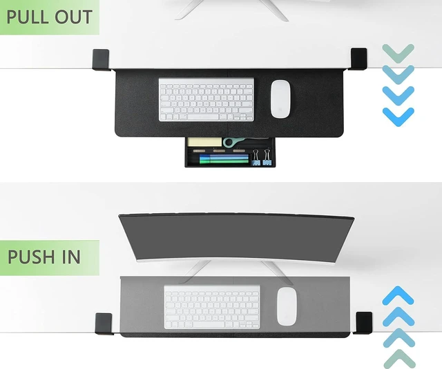 Alt view image 5 of 7 - ETHU Keyboard Tray, 26.77" X 11.81" Large Size Keyboard Tray Under Desk with C Clamp-on Mount Easy to Install, Computer Keyboard Stand, Ergonomic Keyboard Tray for Home and Office Wood