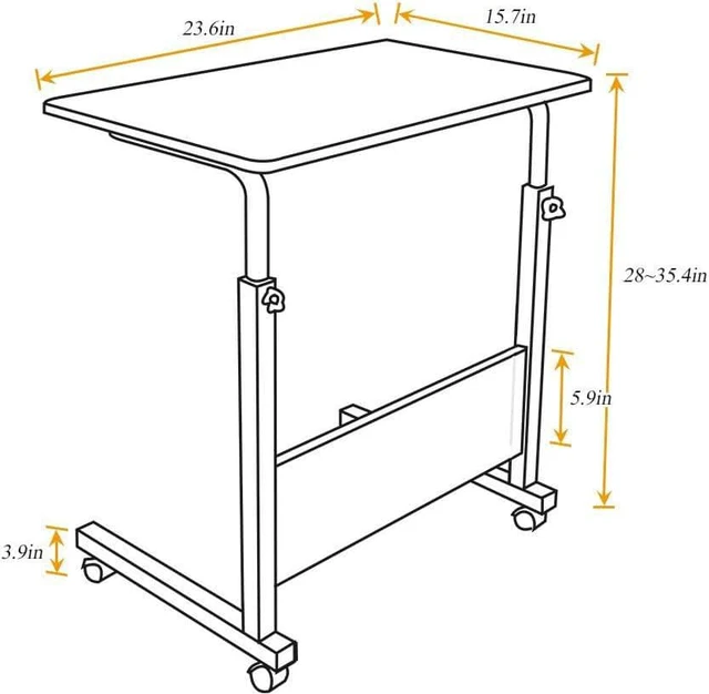 Alt view image 3 of 7 - DlandHome Mobile Side Table 23.6 inches on Wheels Adjustable Movable Portable Laptop Computer Stand for Bed Sofa, Black 05#1-60BK