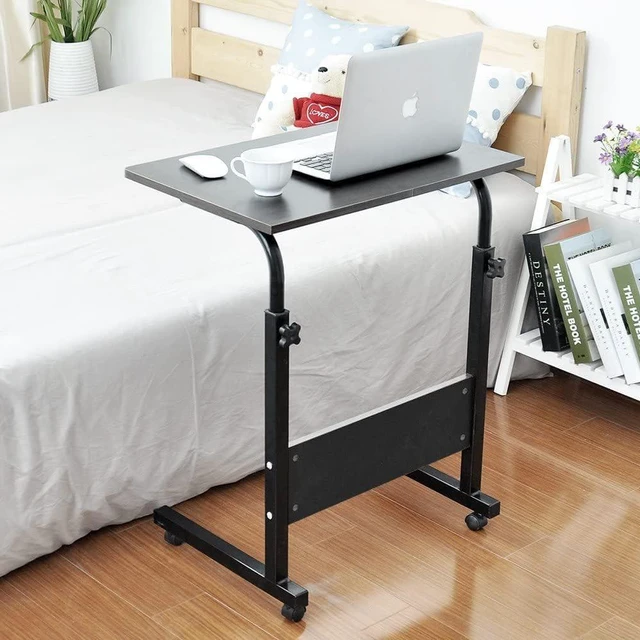 Alt view image 4 of 7 - DlandHome Mobile Side Table 23.6 inches on Wheels Adjustable Movable Portable Laptop Computer Stand for Bed Sofa, Black 05#1-60BK