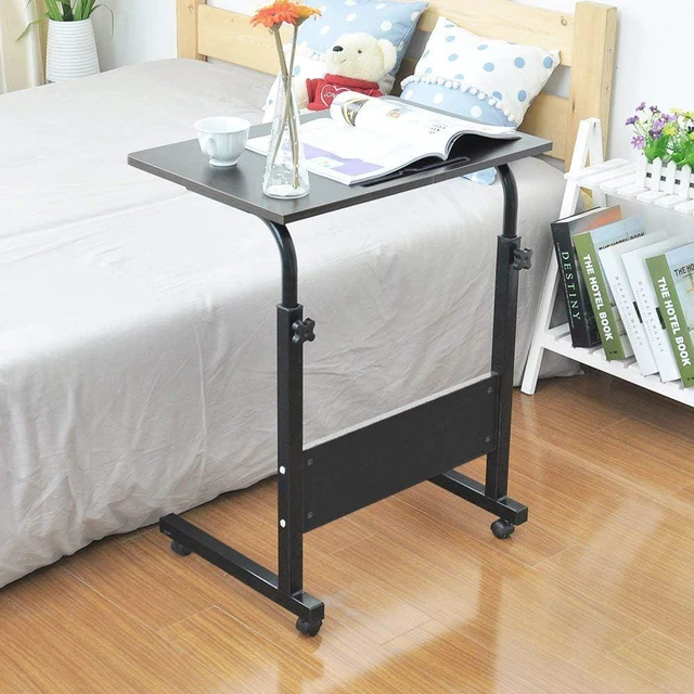 Alt view image 6 of 7 - DlandHome Mobile Side Table 23.6 inches on Wheels Adjustable Movable Portable Laptop Computer Stand for Bed Sofa, Black 05#1-60BK