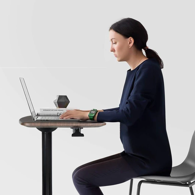 Alt view image 5 of 5 - Mobile Standing Desk,Pneumatic Height Adjustable Laptop Desk, Mobile Laptop Desk with Wheels, Height Adjustable from 29.5'' to 47'',Black