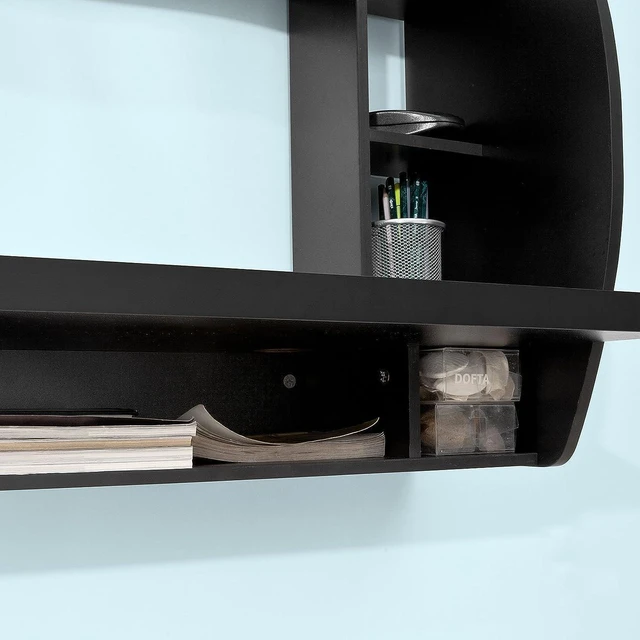 Alt view image 5 of 7 - SoBuy FWT18-SCH,Wall-Mounted Table Desk with Storage Shelves and Drawers,Home Office Desk Workstation,Black