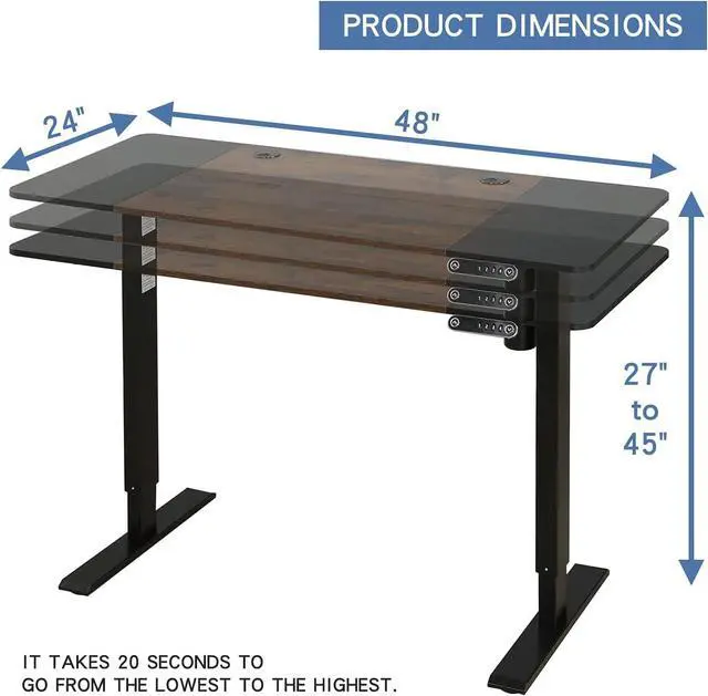 Alt view image 3 of 6 - bilbil Electric Height Adjustable Standing Desk, 55 x 24 Inches Home Office Computer Desk - Memory Settings - Solid Top - Double-Beam Construction - Anti-Collision Technology and Current Protection
