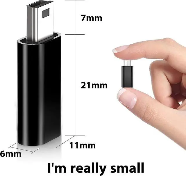 Alt view image 3 of 5 - USB C to Mini USB Adapter Type C Female to Mini USB 2.0 Male Convert Connector Support Charge & Data Sync Compatible GoPro Hero 3+ MP3 Players Dash Cam Digital Camera Receiver etc(2-Pack) Black